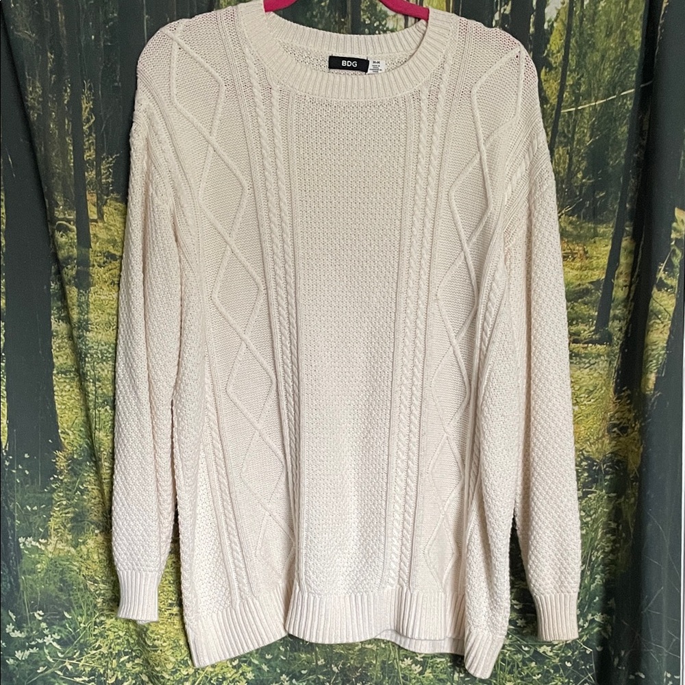 BDG Women's Cream Cable Knit Sweater